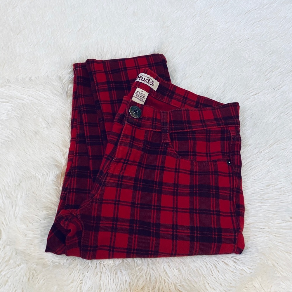 MUDD red plaid jeans.